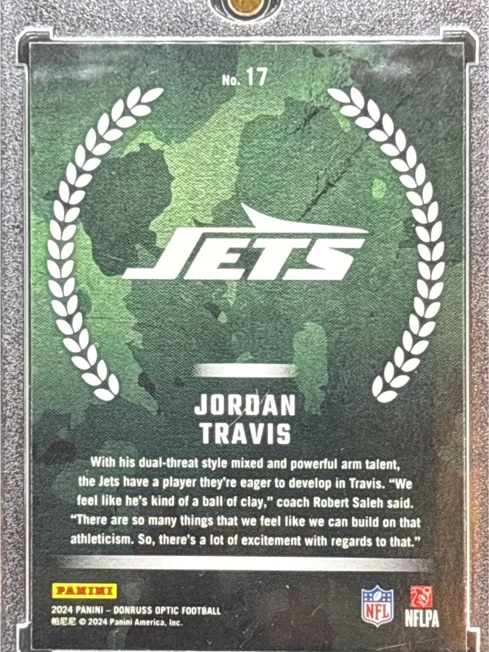 Panini Donruss Optic Jordan Travis Rookie Football Jets Card